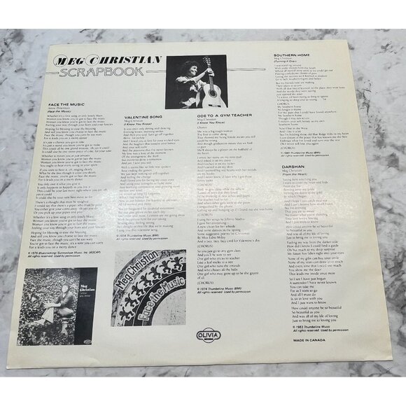 Meg Christian Scrapbook Vinyl LP Folk 1986 Olivia Records VG+ - Picture 4 of 7